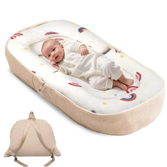 Sofoliana baby lounger folded into a portable backpack for travel