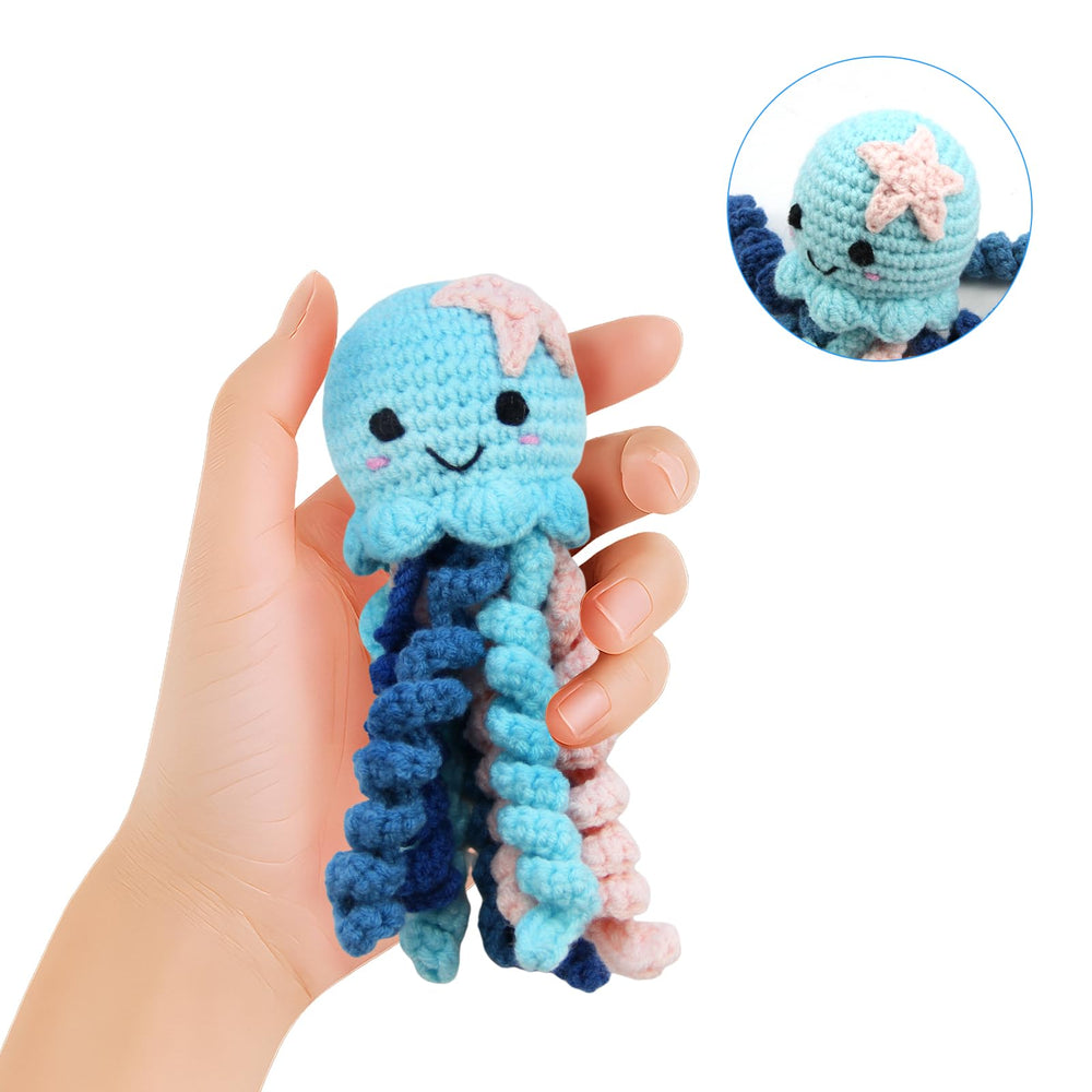 Soft cotton crochet octopus with skin-friendly, breathable texture.