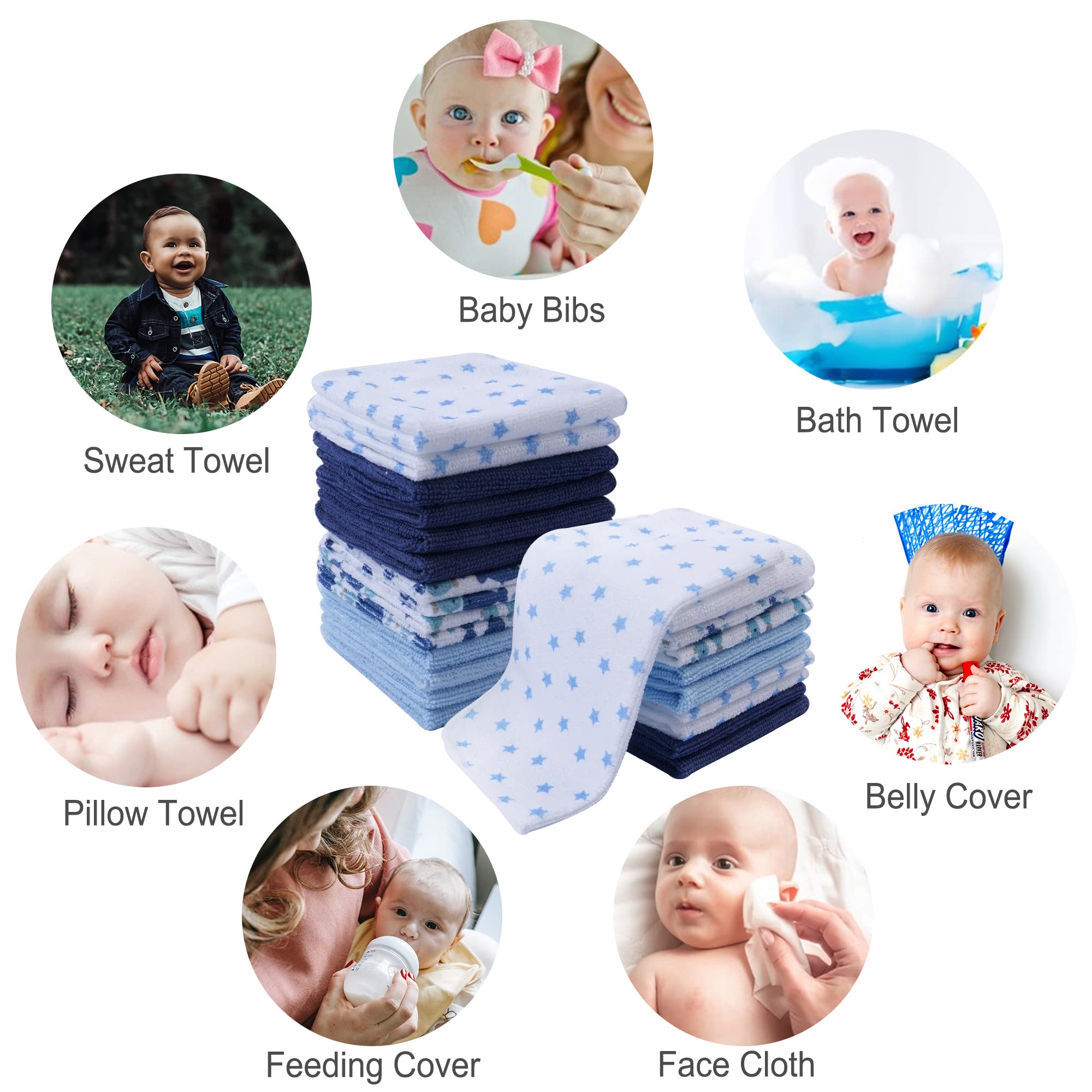 Softan washcloth color options in pink blue and gray