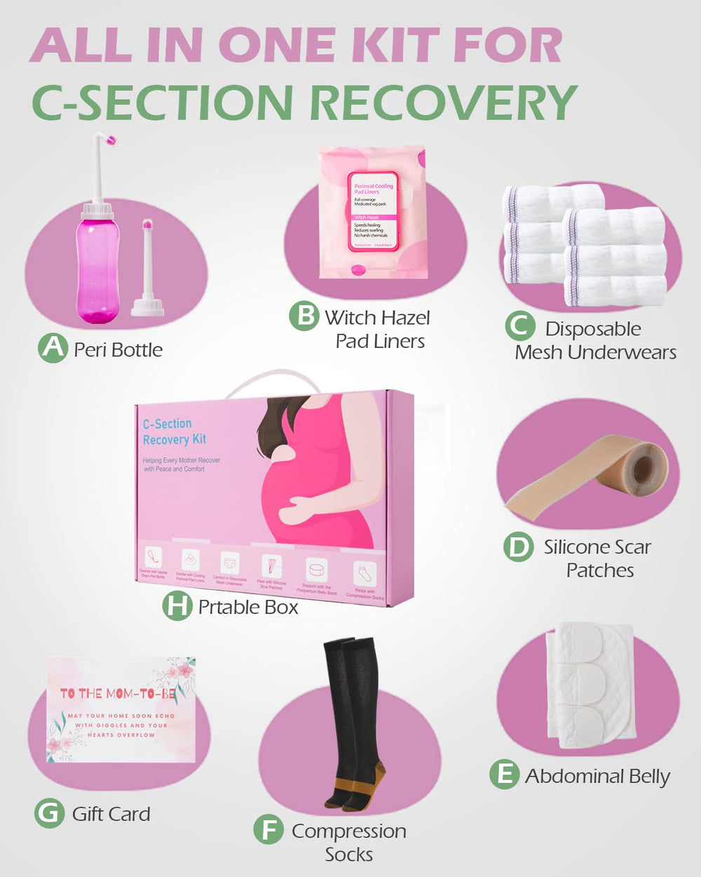 SOFTCA adjustable belly binder offering snug support to stabilize the incision.