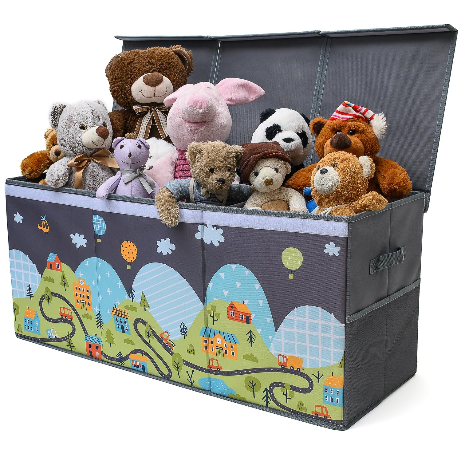 SoftOwl extra large toy storage organizer with lid showing sturdy fabric and tidy sorting.