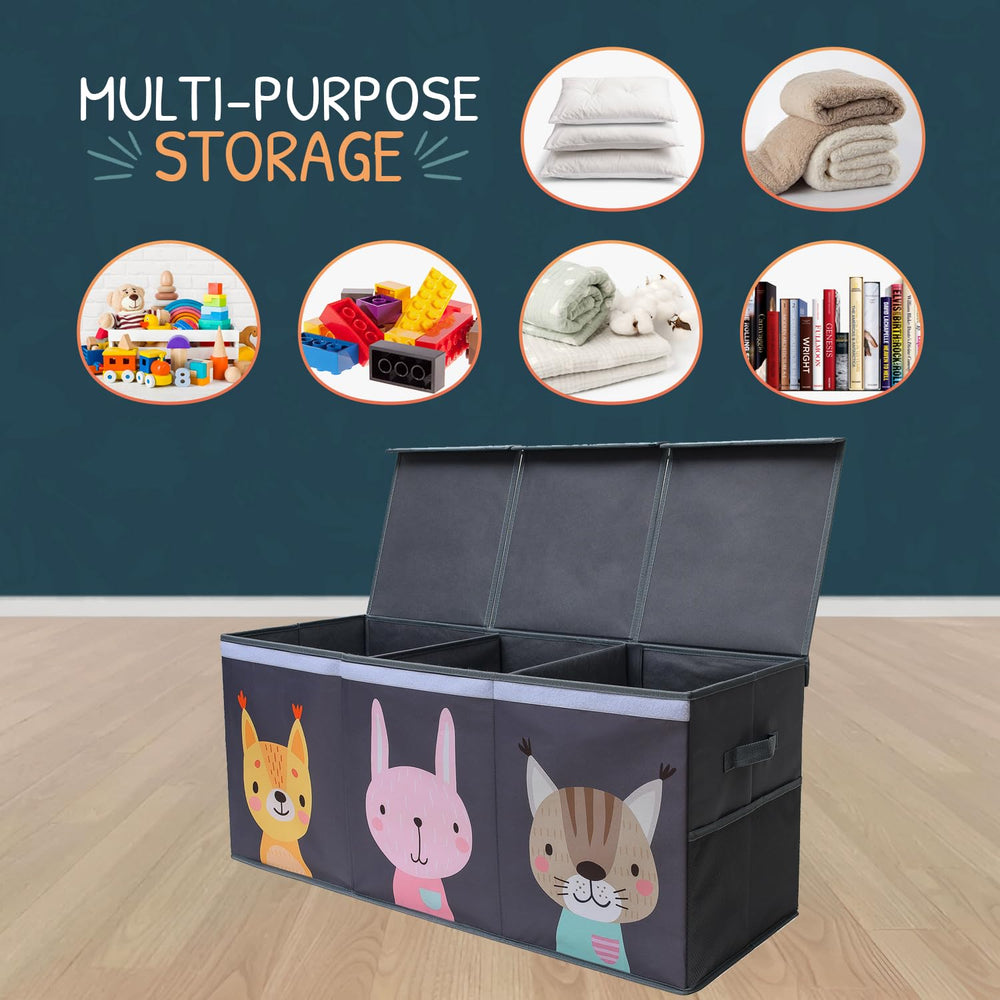 SoftOwl reinforced handles simplify moving the toy box across rooms.