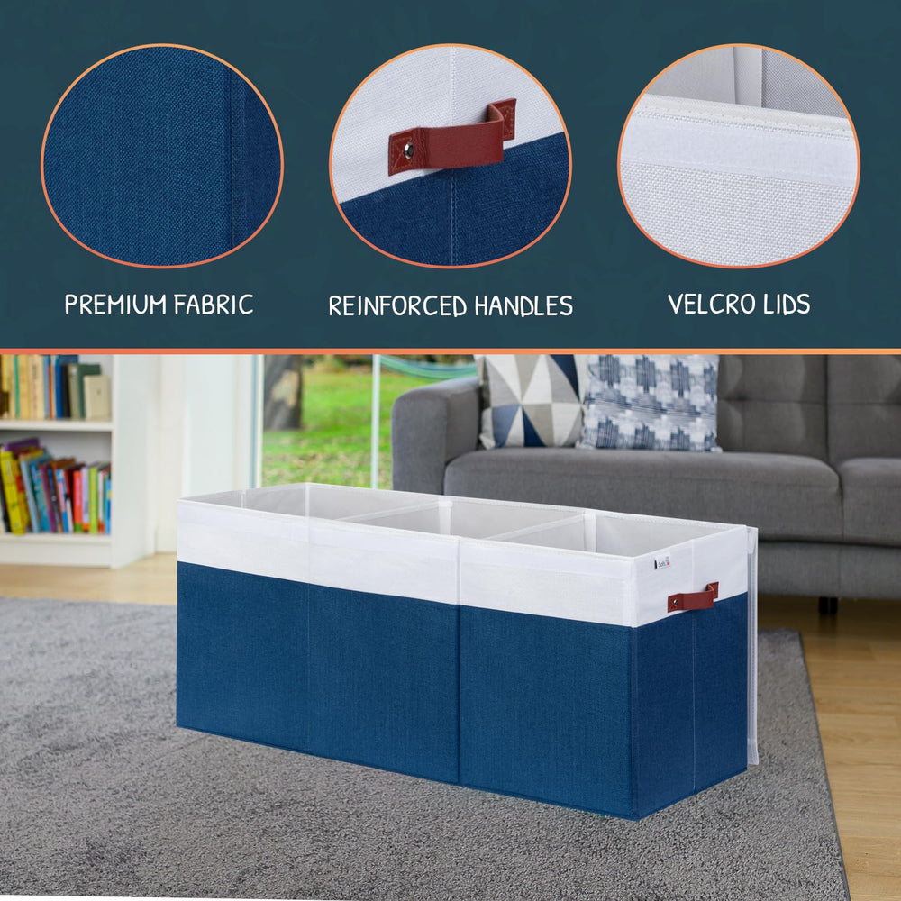 SoftOwl toy bin showing side mesh pockets for quick access and extra storage.
