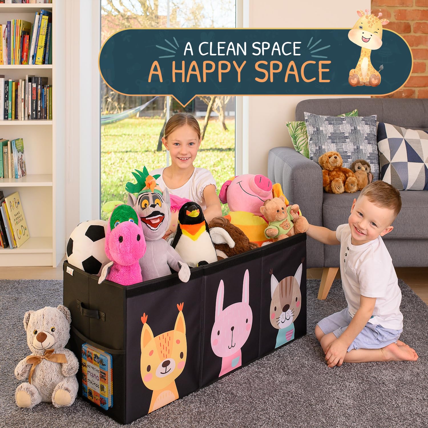 SoftOwl toy storage organizer with netted side pockets for quick-access essentials