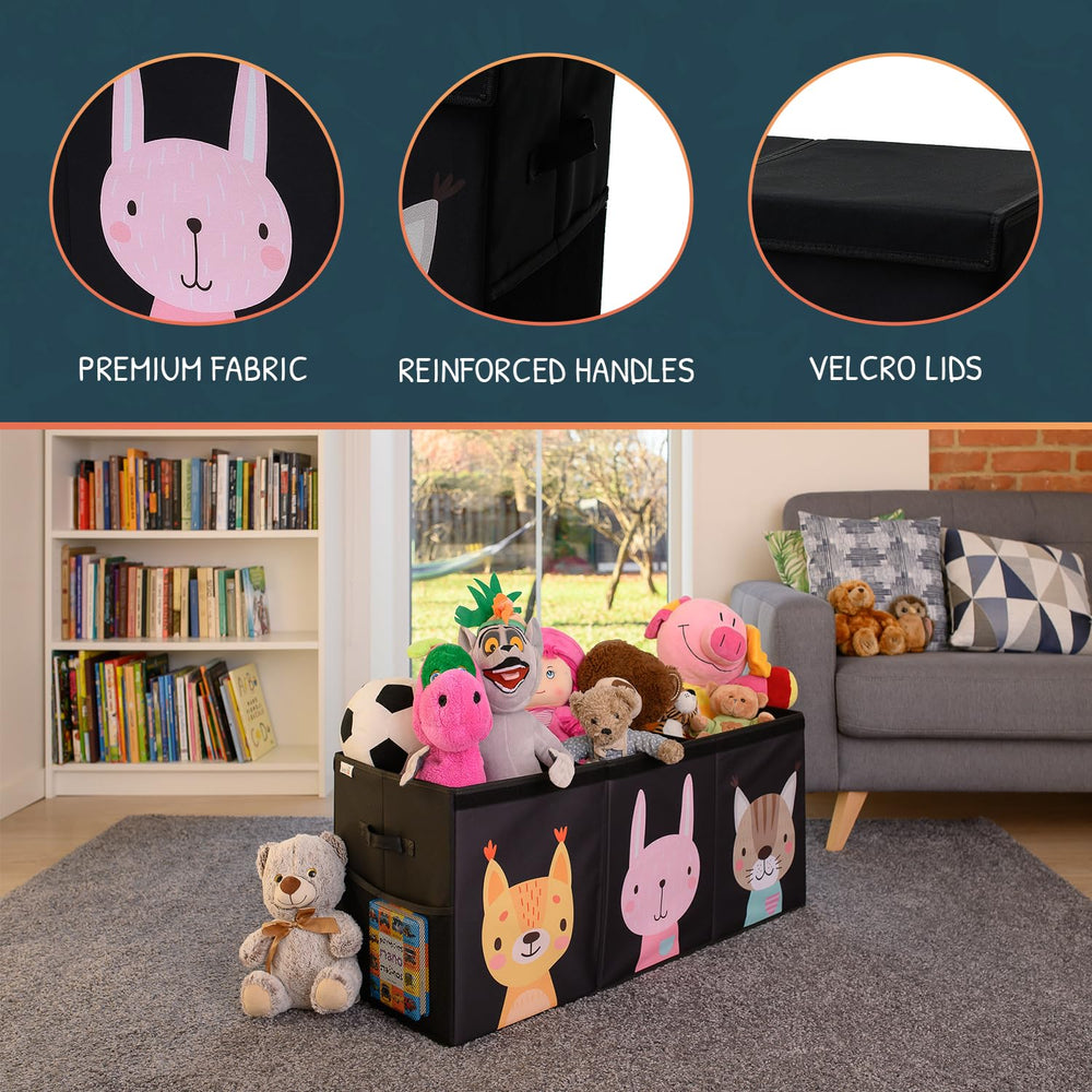 SoftOwl toy storage organizer with divider compartments open for organized sorting