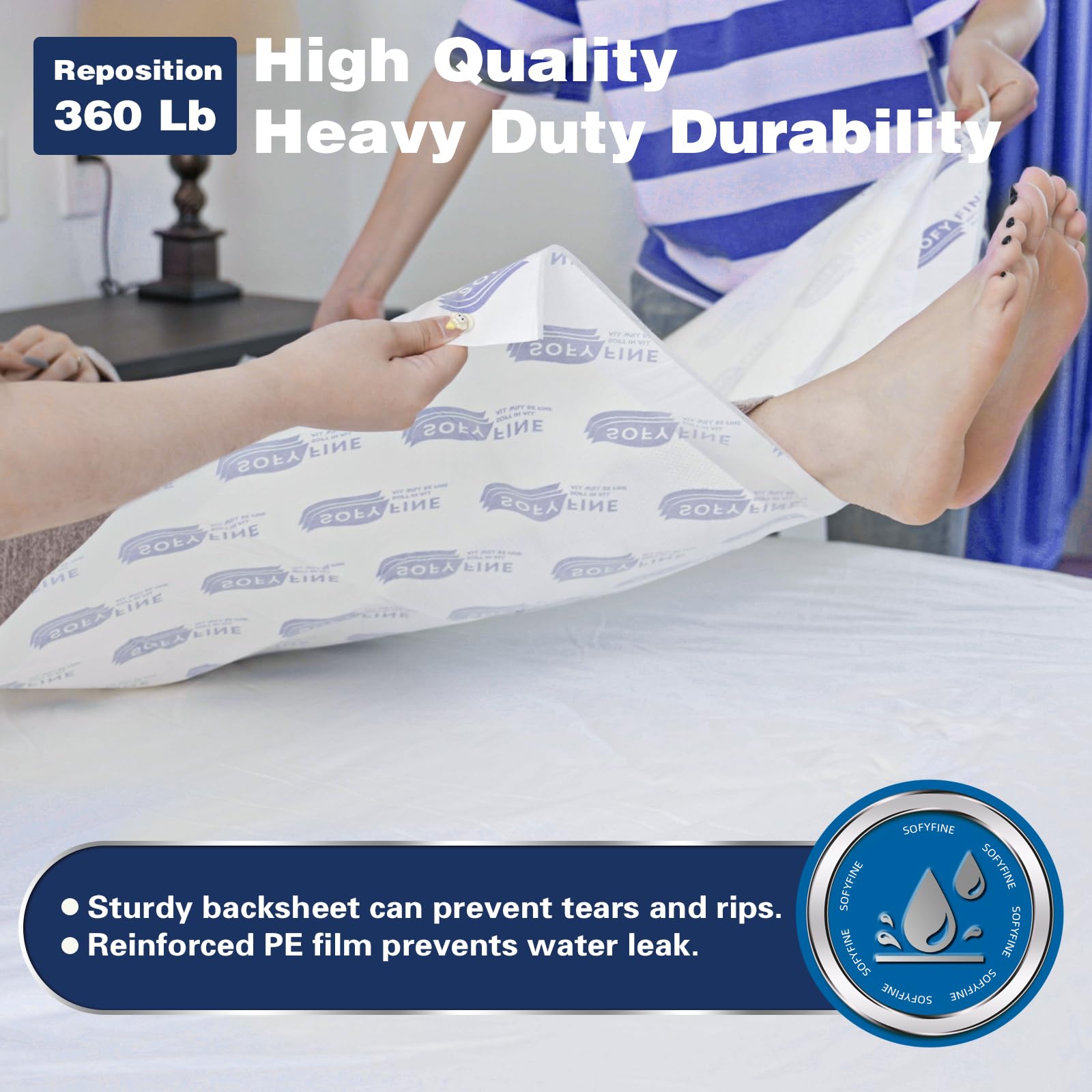 SofyFine 150g chucks with soft nonwoven surface for gentle skin contact.