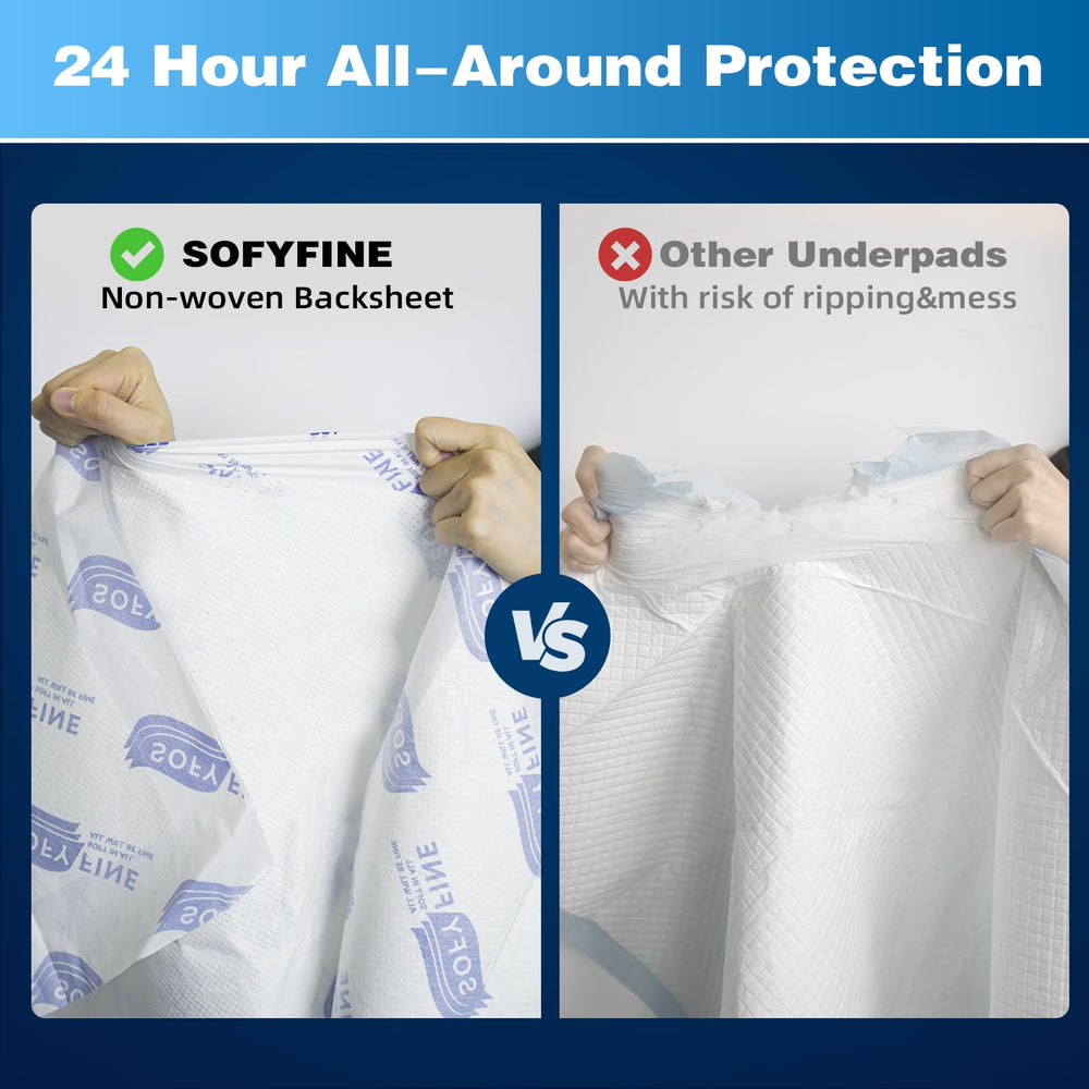 SOFYFINE bed pad covers half a bed, enhances caregiver efficiency
