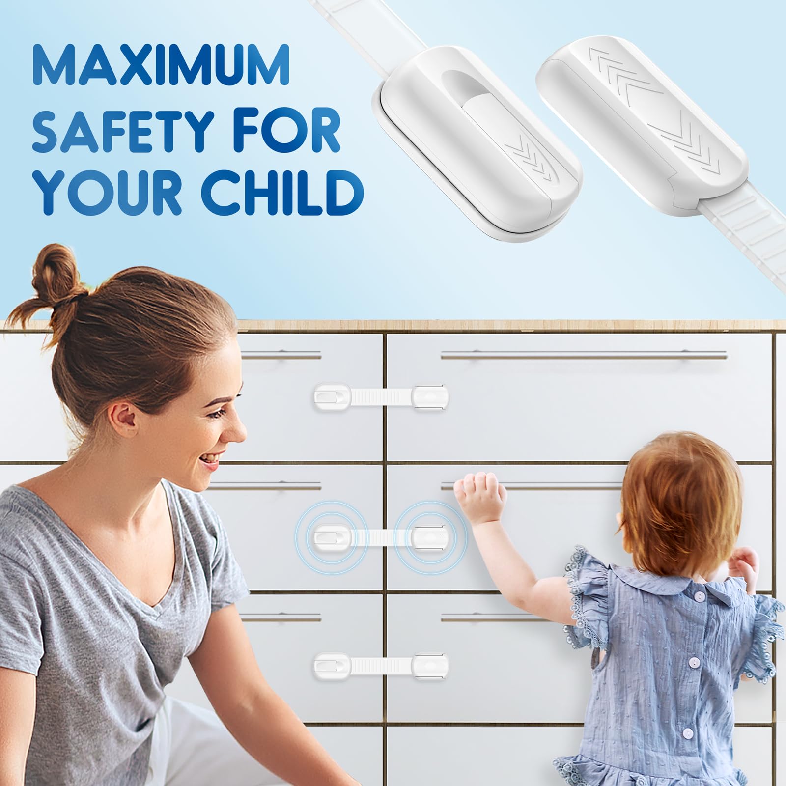 SOGUDE drawer lock release button allows easy access for adults while keeping kids safe