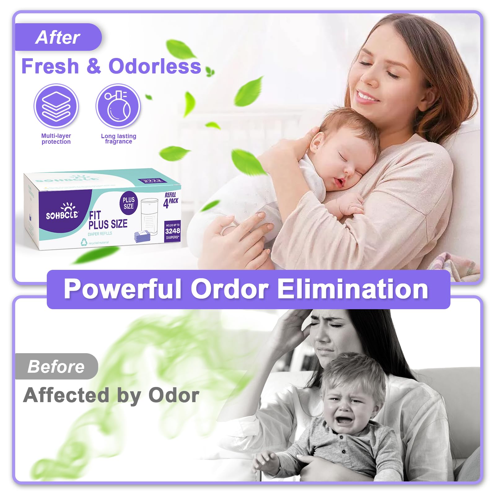 SOHBCLE lavender-scented refill illustrating odor control in nursery.