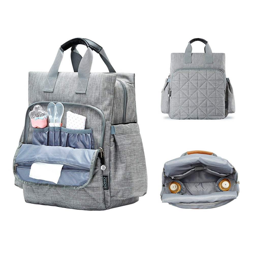 SoHo Designs Kenneth diaper backpack gray changing pad included for quick changes