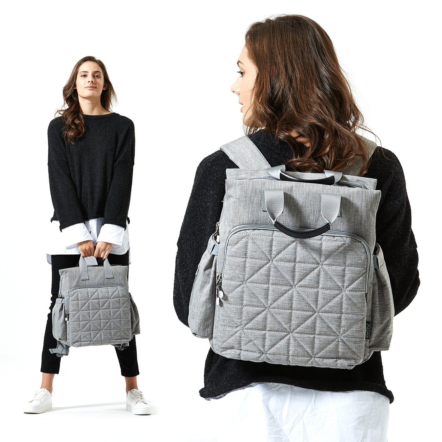 SoHo Designs Kenneth diaper backpack gray daily use during errands and travel