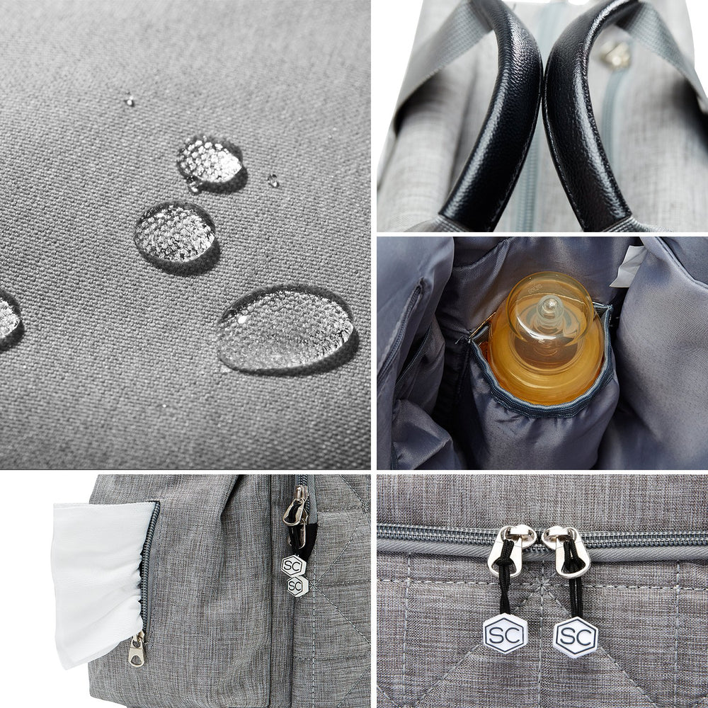 SoHo Designs Kenneth diaper backpack gray built-in purse pocket for essentials