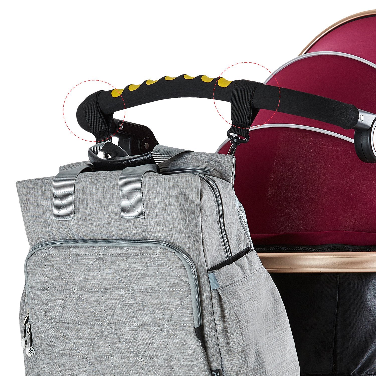 SoHo Designs Kenneth diaper backpack gray side pocket for quick items