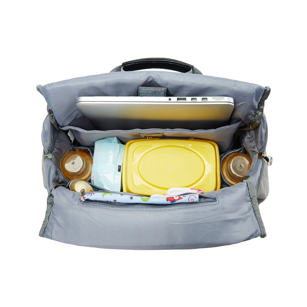 SoHo Designs Kenneth diaper backpack gray trash bag dispenser included