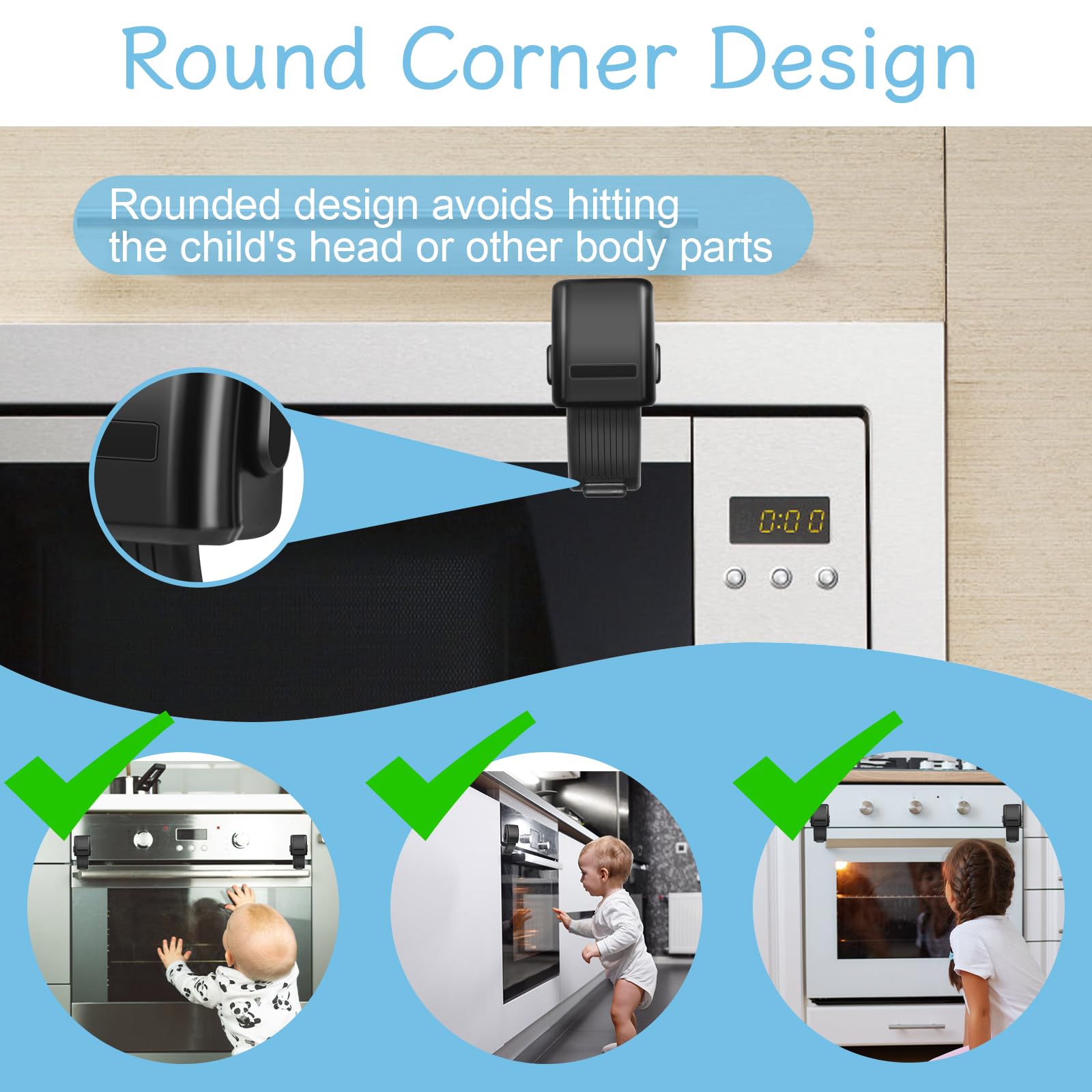Solaradgy curved-fit oven lock provides a seamless fit on various door shapes.
