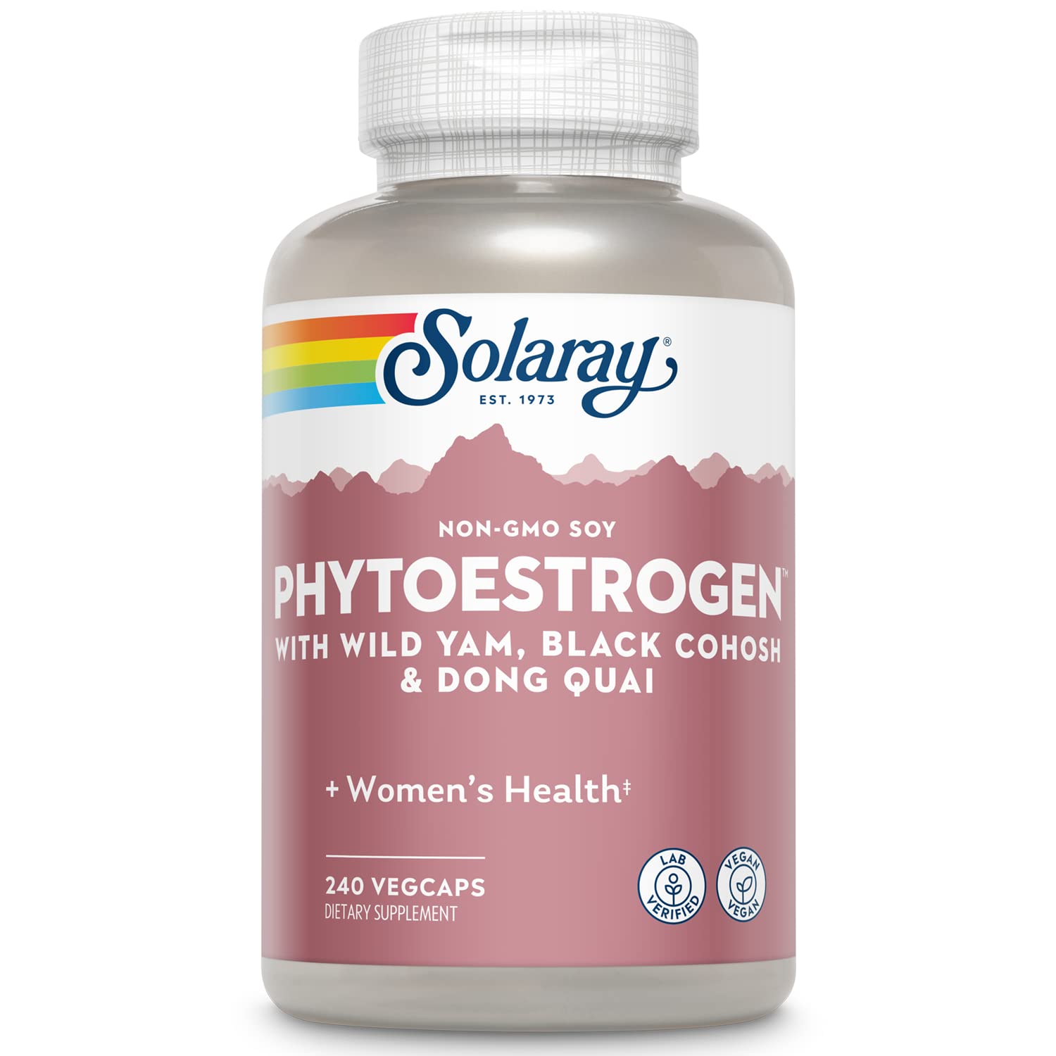 SOLARAY PhytoEstrogen bottle front view for plant-based menopause support
