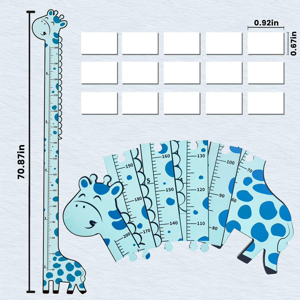 Soleim blue giraffe height chart highlights your child height milestones