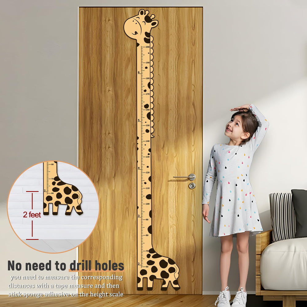 Soleim brown giraffe decor growth chart serves as a long lasting keepsake.