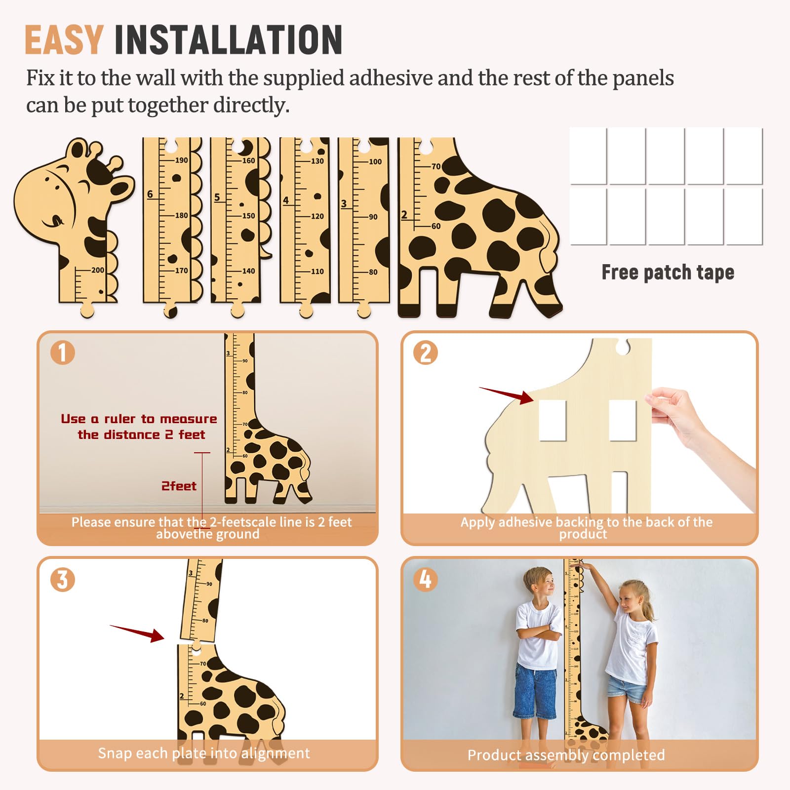 Soleim child growth wall art combines function with warm wood aesthetics.