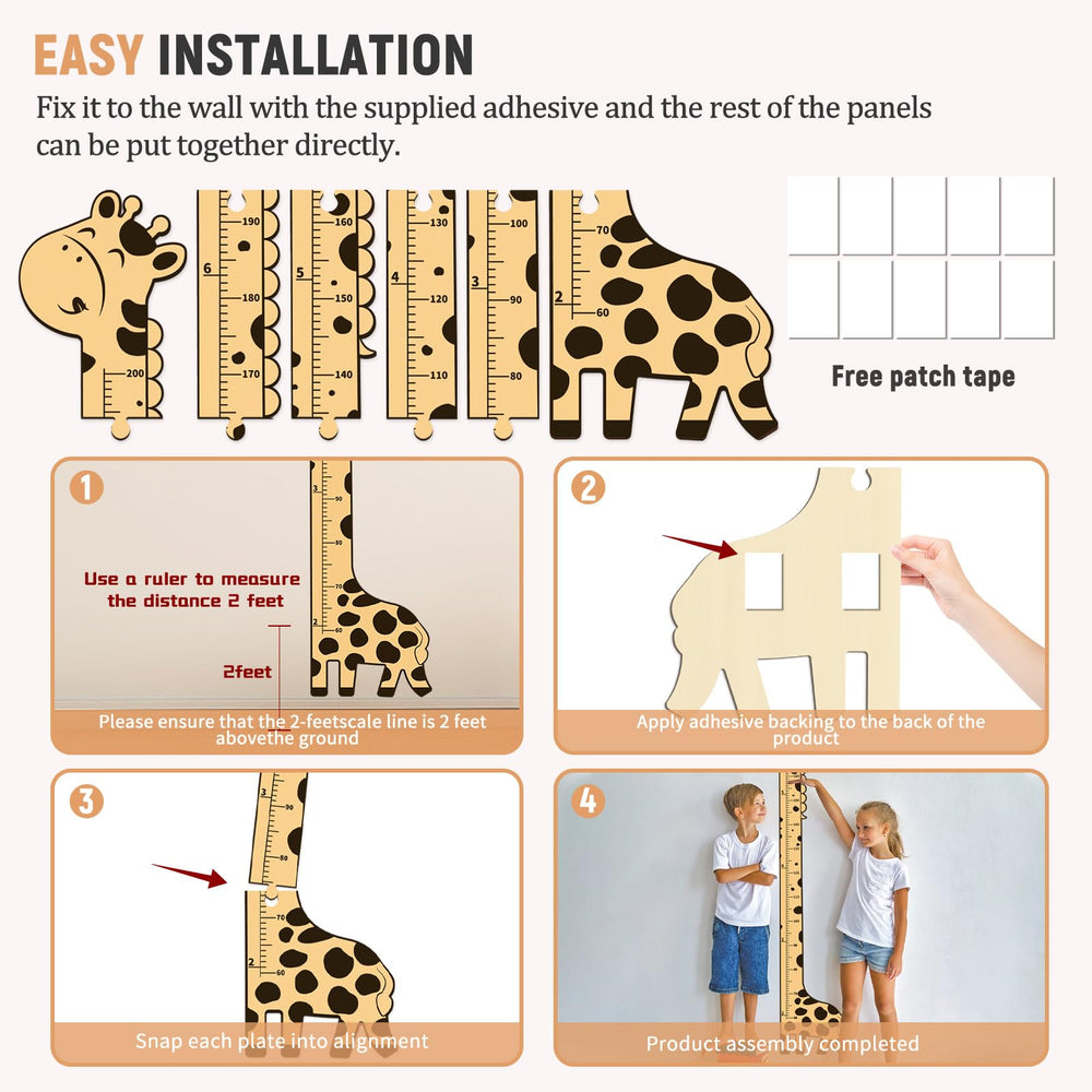 Soleim child growth wall art combines function with warm wood aesthetics.