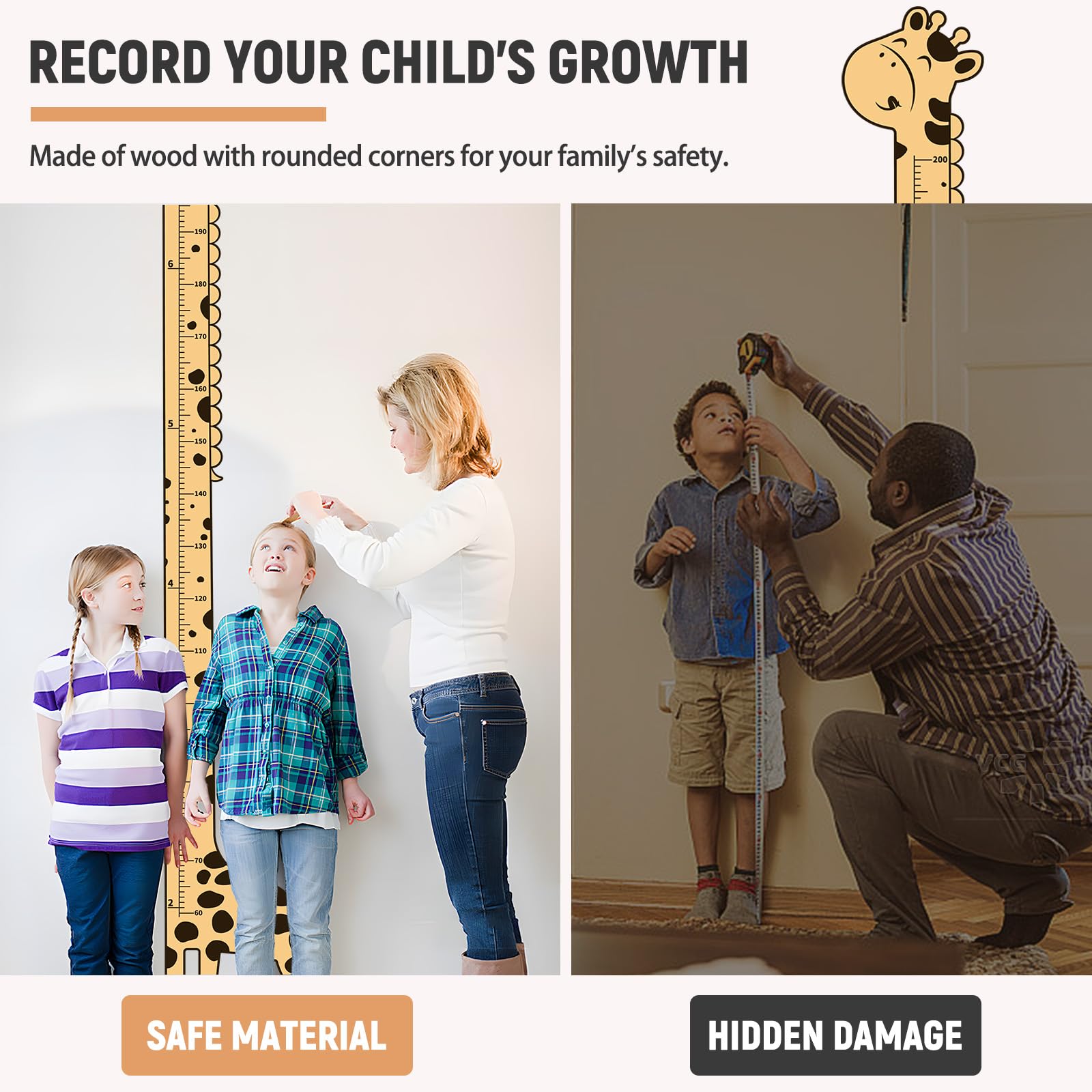 Soleim giraffe growth chart gift idea for baby showers and birthdays.