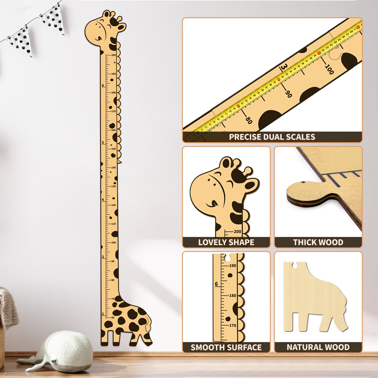 Soleim measuring board for kid room provides durable height milestones.