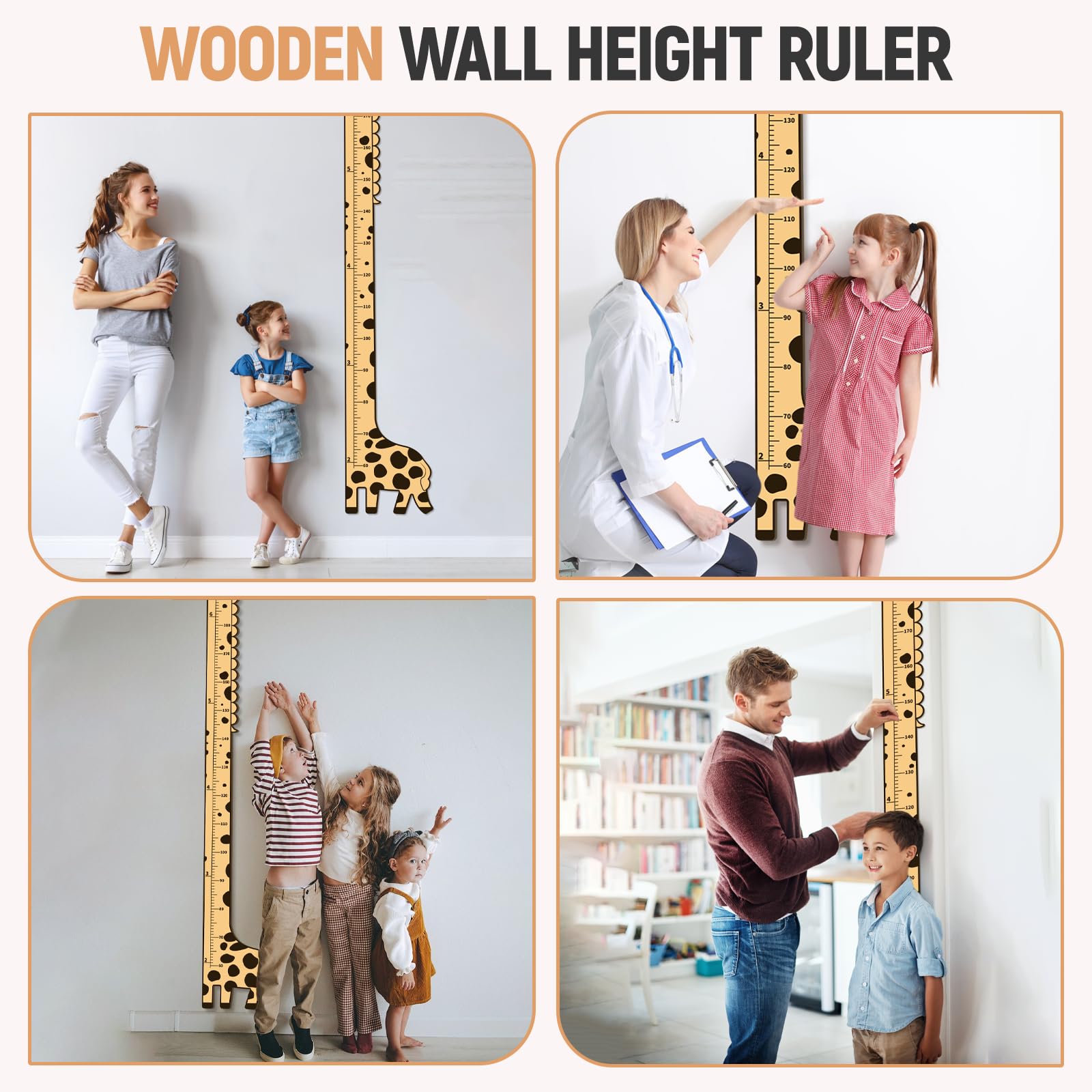 Soleim wooden growth chart installation guide helps secure mounting.