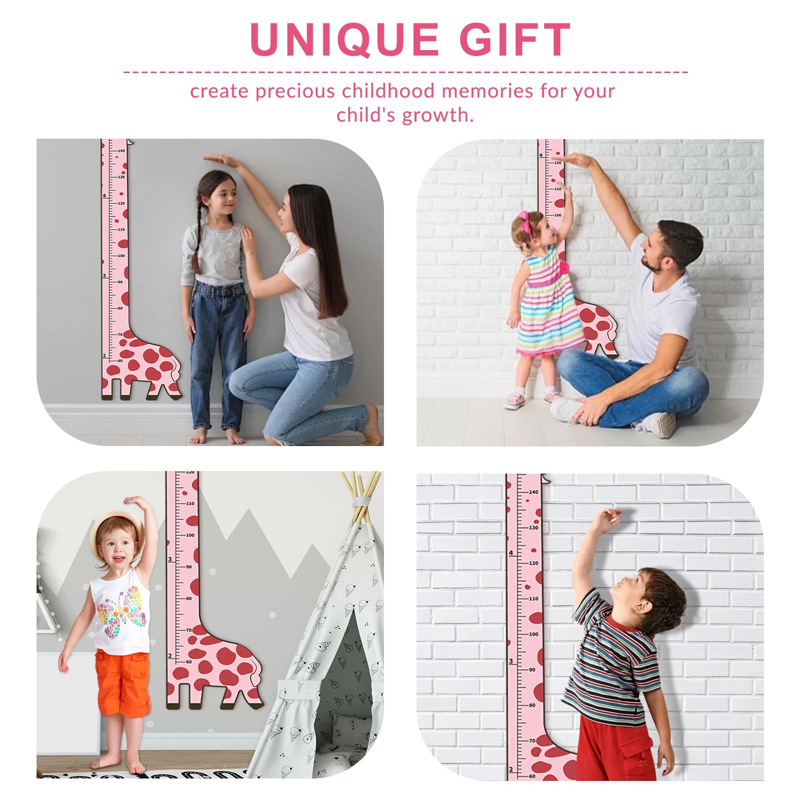 Soleim pink giraffe growth chart makes a meaningful keepsake gift