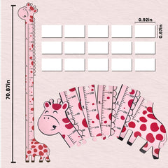 Soleim growth chart side view pink giraffe for kid's room height monitoring