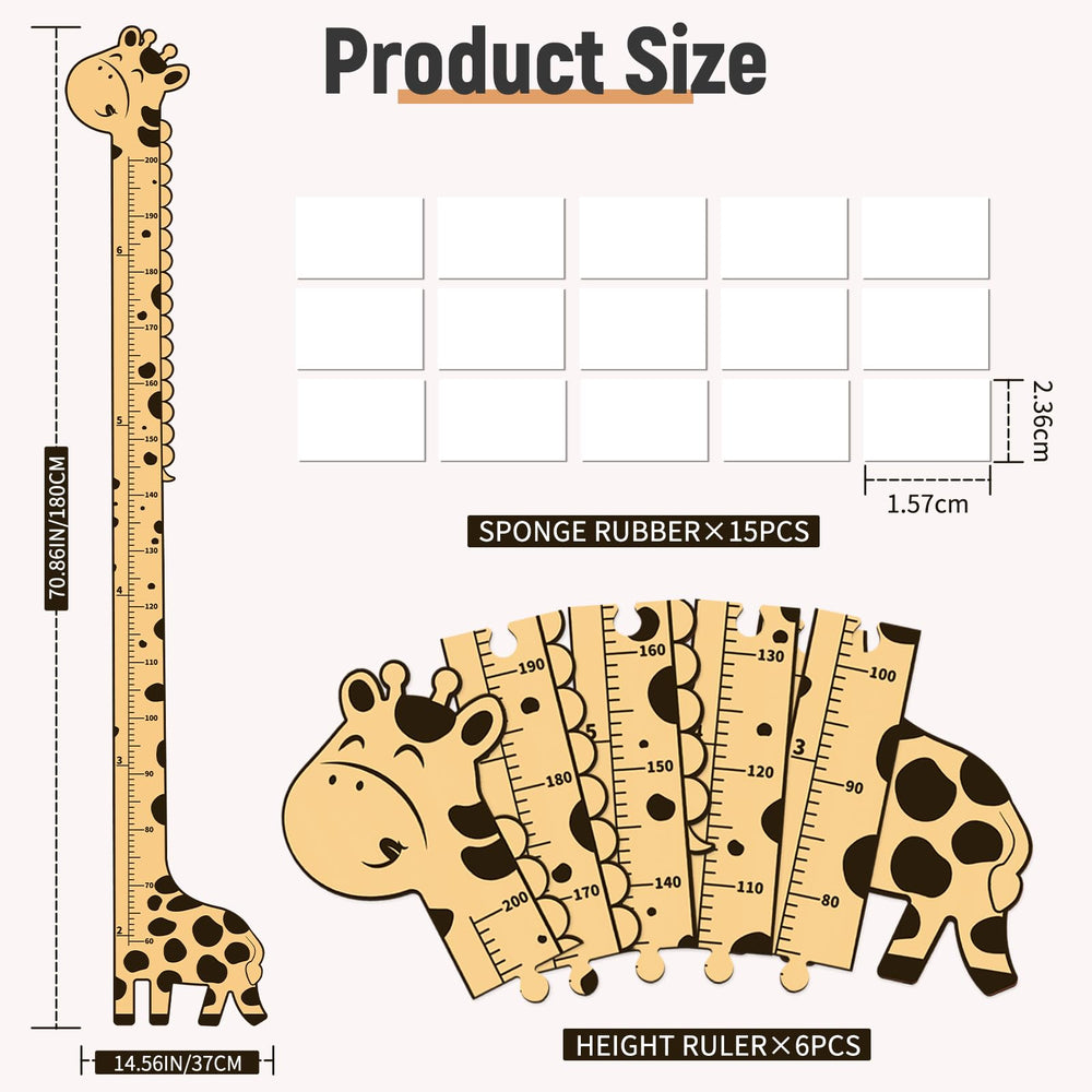 Soleim wooden height chart for kids helps monitor growth in a bright nursery.