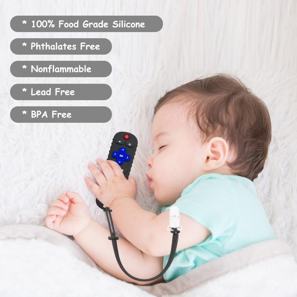 SOLIFEGOBLE 2-pack remote teether, close-up on raised nubs and bumpy surfaces.
