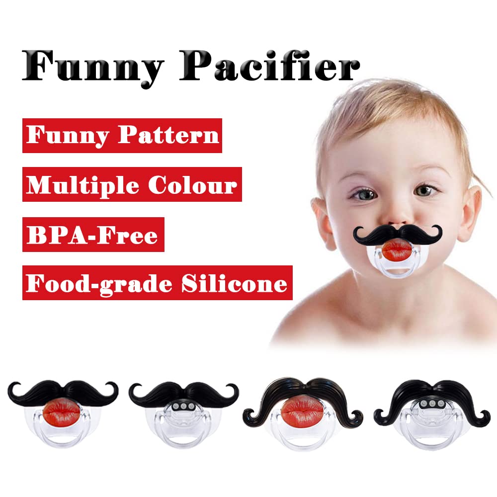 SOLIFEGOBLE colorful mustache pacifier bundle for baby showers