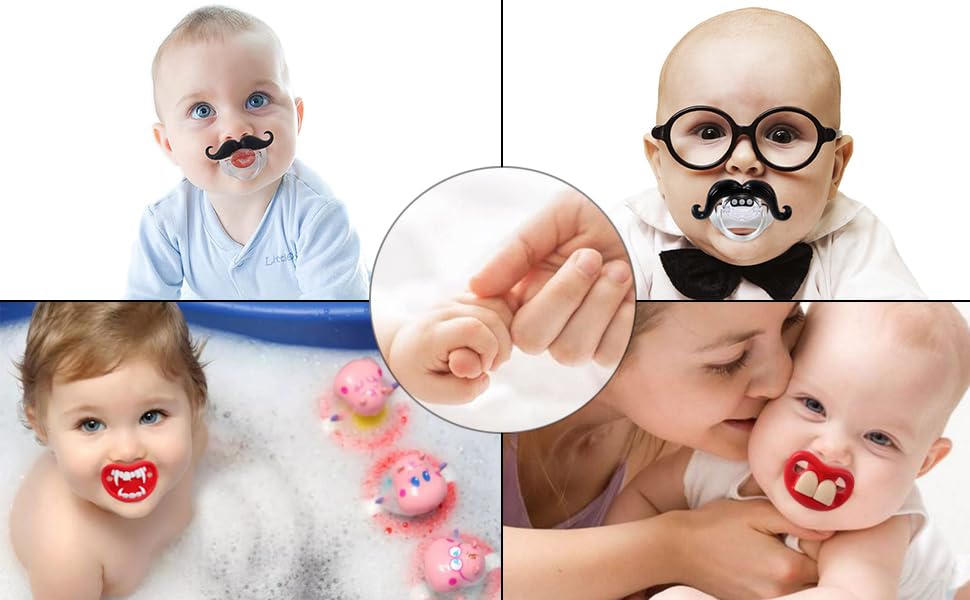 SOLIFEGOBLE Baby smiles with gentle mustache design pacifier