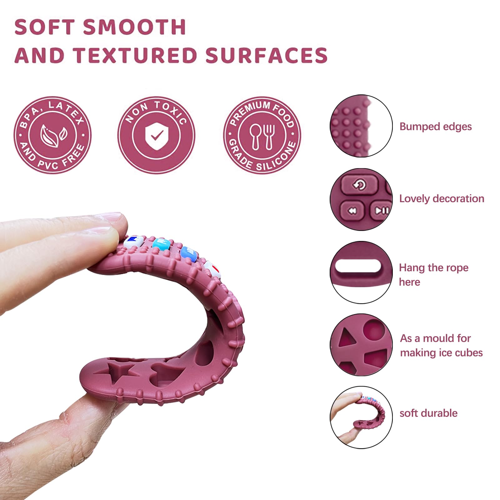 SOLIFEGOBLE dishwasher-safe teether, easy cleaning for busy parents.