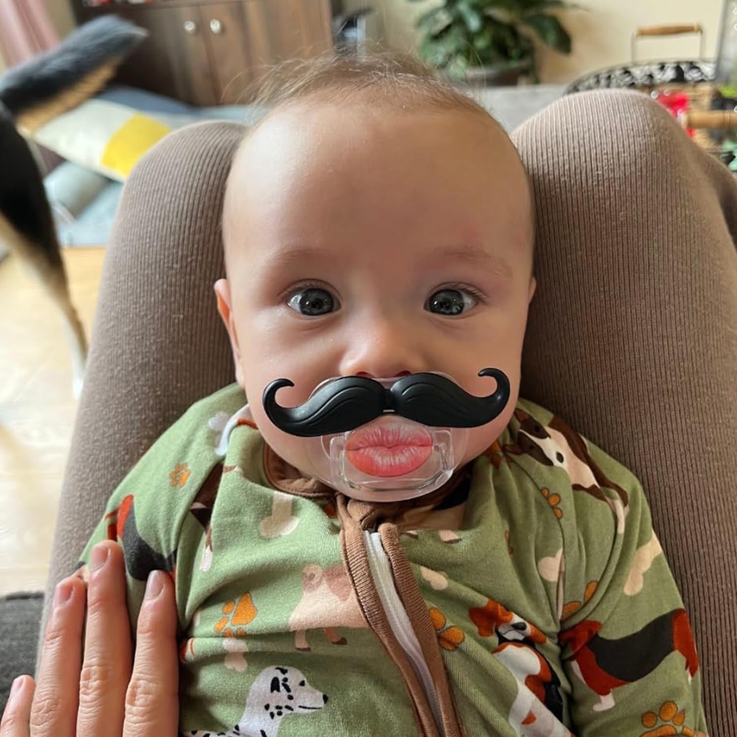 SOLIFEGOBLE two-shapes mustache pacifier in vibrant colors
