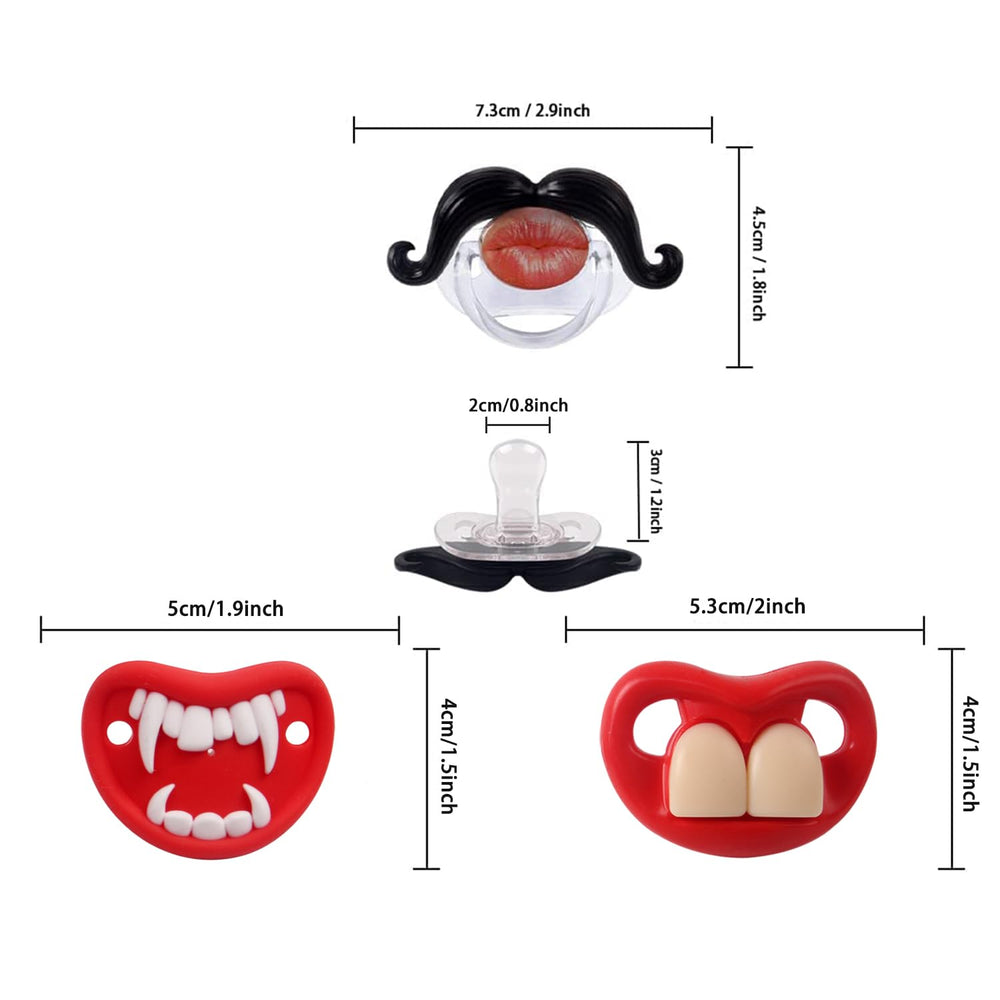 SOLIFEGOBLE funny teeth pacifier for 6-12 months with comfy latch.