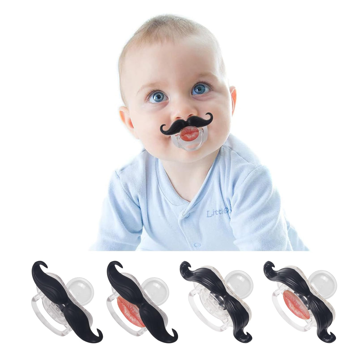 SOLIFEGOBLE mustache pacifier for babies 0-6 months offers playful soothing