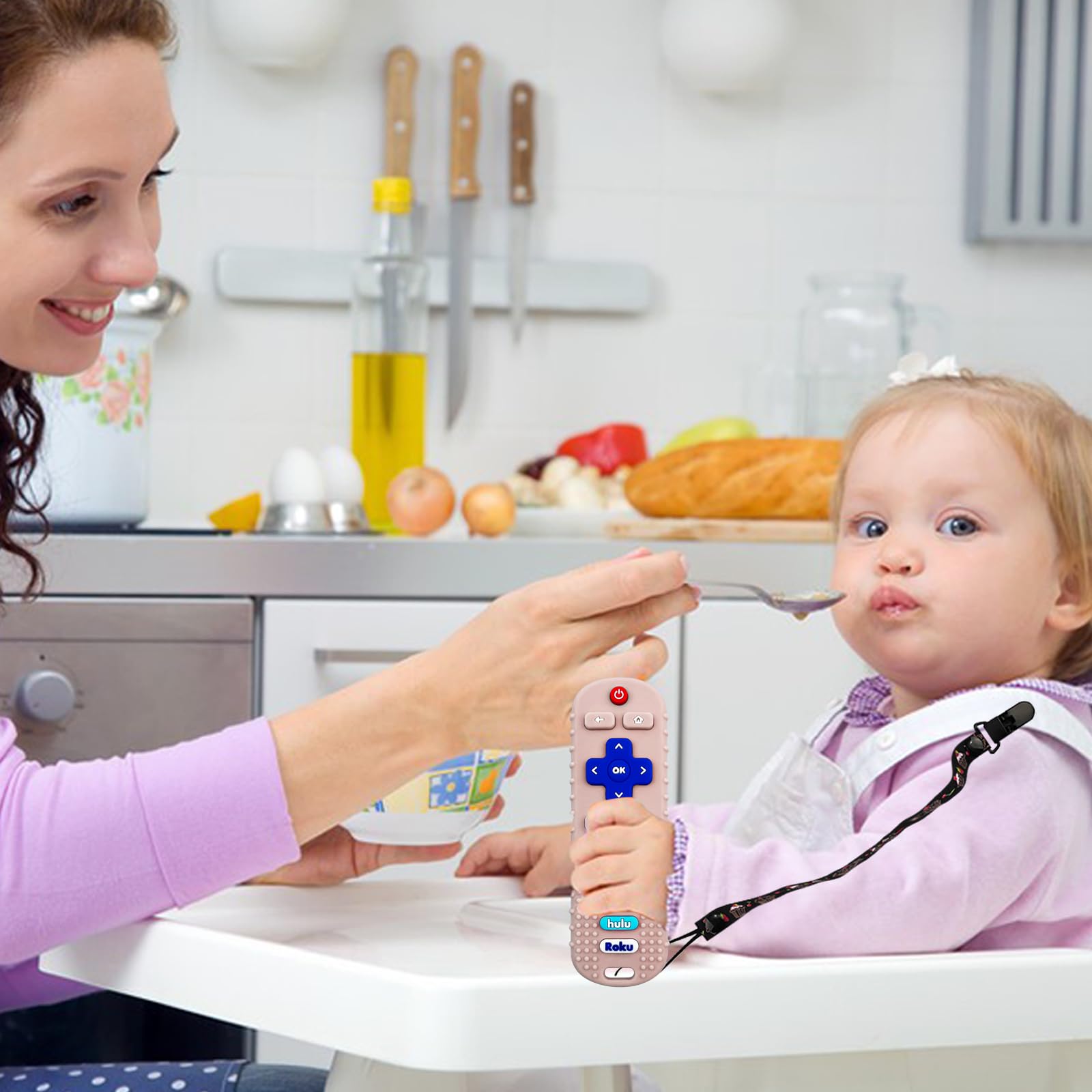 BPA-free SOLIFEGOBLE teether ensures non-toxic play for babies.