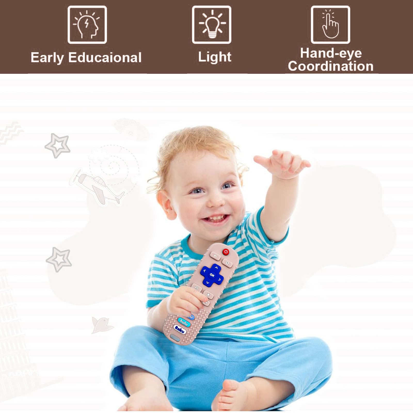 Color contrast in black and coral SOLIFEGOBLE teether for bright baby engagement.