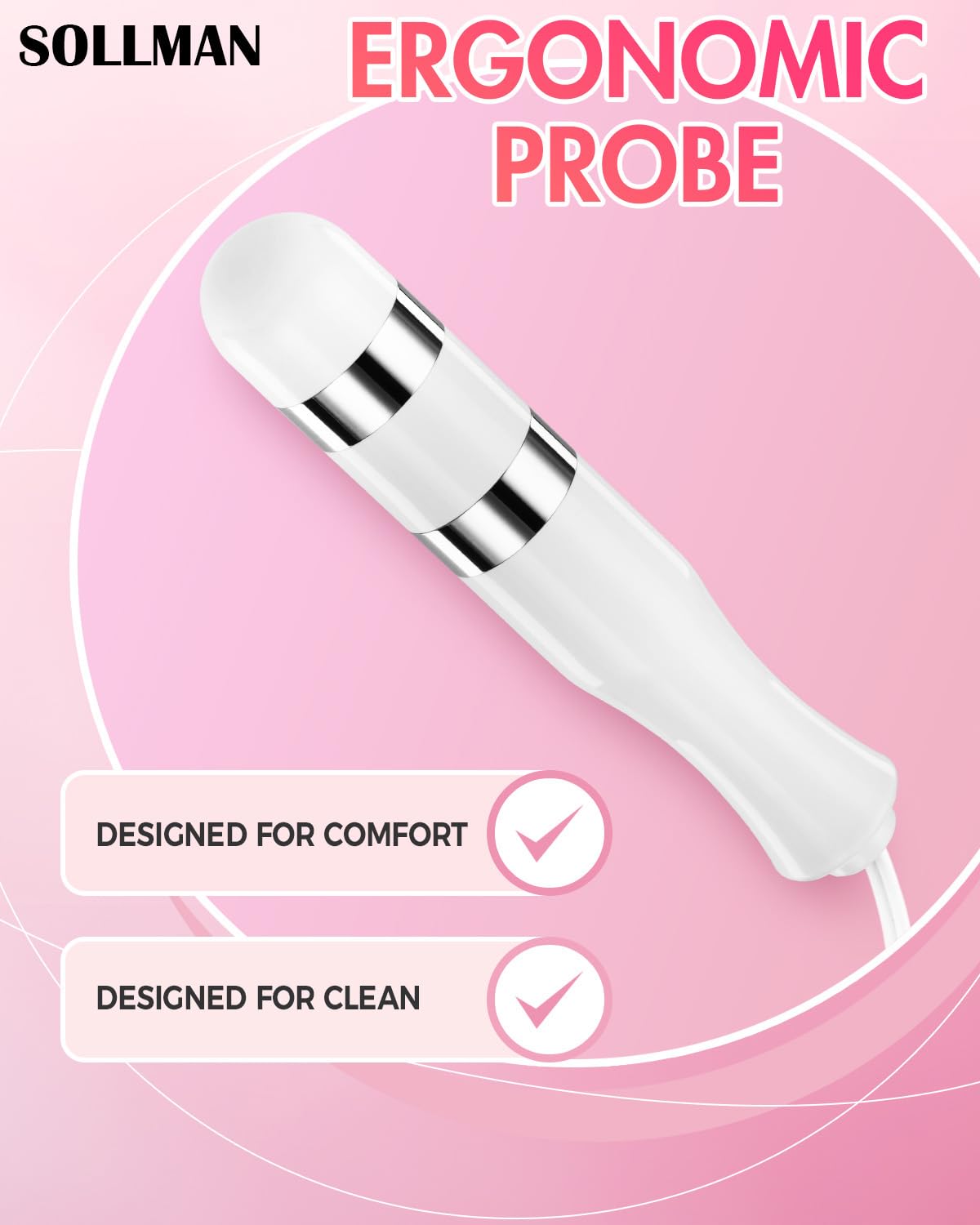 Battery-powered design for portable, cordless pelvic floor training.