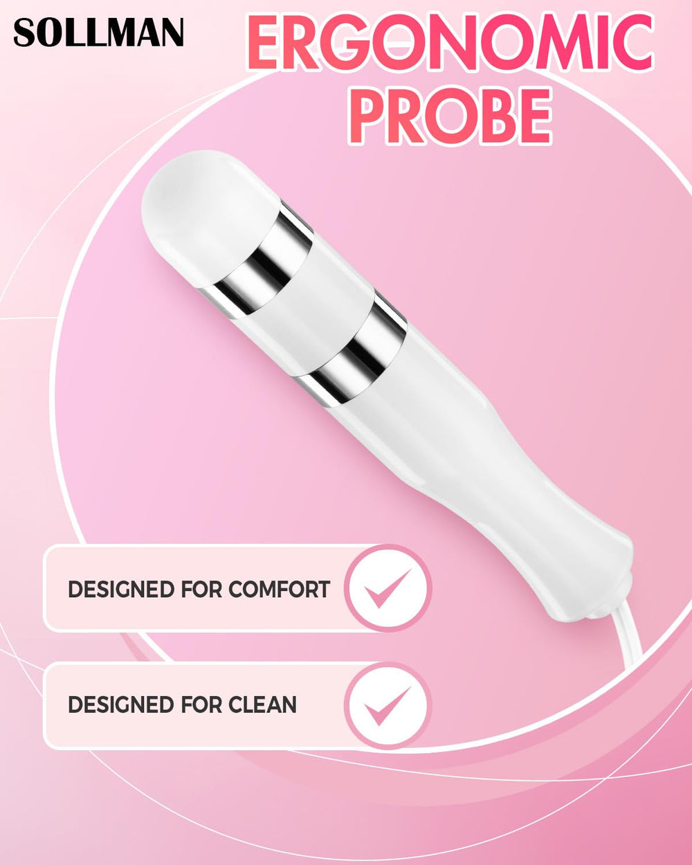 Battery-powered design for portable, cordless pelvic floor training.
