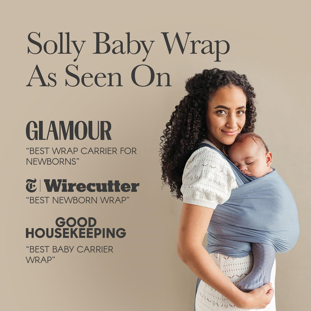 Solly Baby Wrap care and packing display for travel-friendly use.
