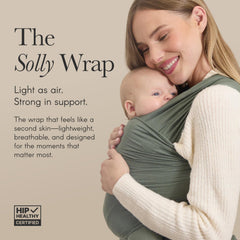Solly Baby Wrap newborn close-contact wrap showcases soothing heartbeat.
