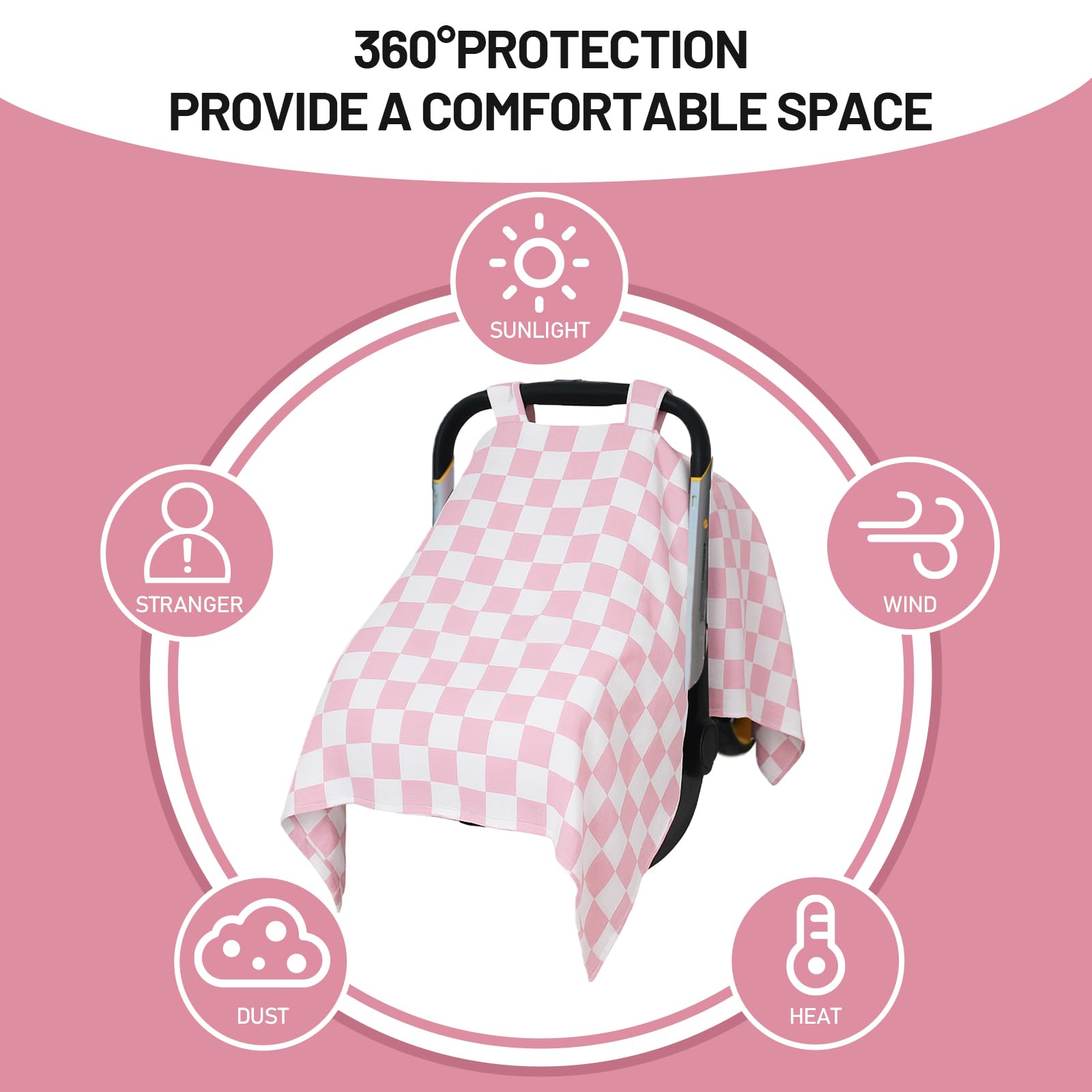 SolTourne 360° coverage car-seat cover shields from sun and breeze while keeping baby calm