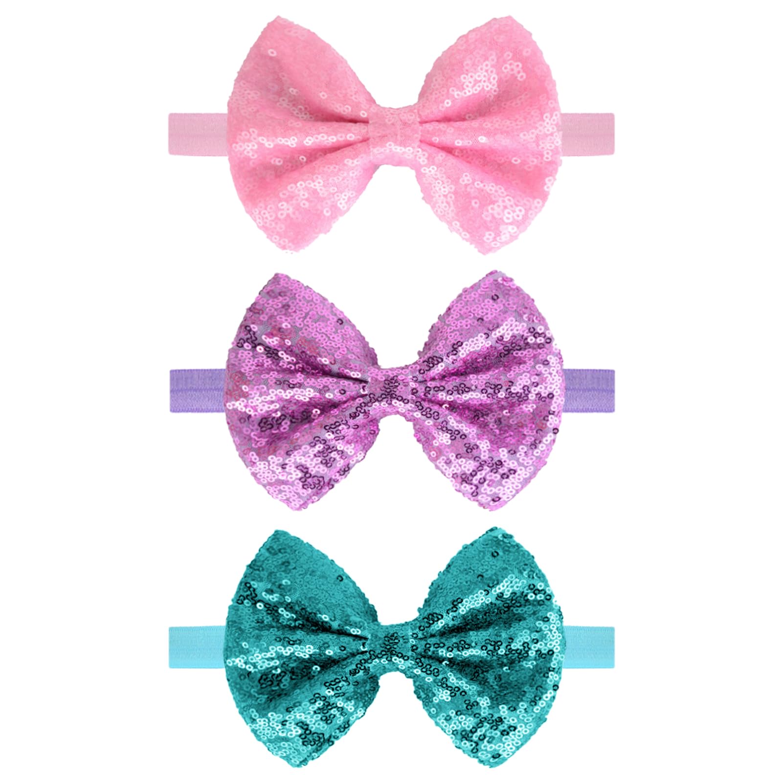Song Qing sequined bow hair band for infant girls with soft cotton comfort.