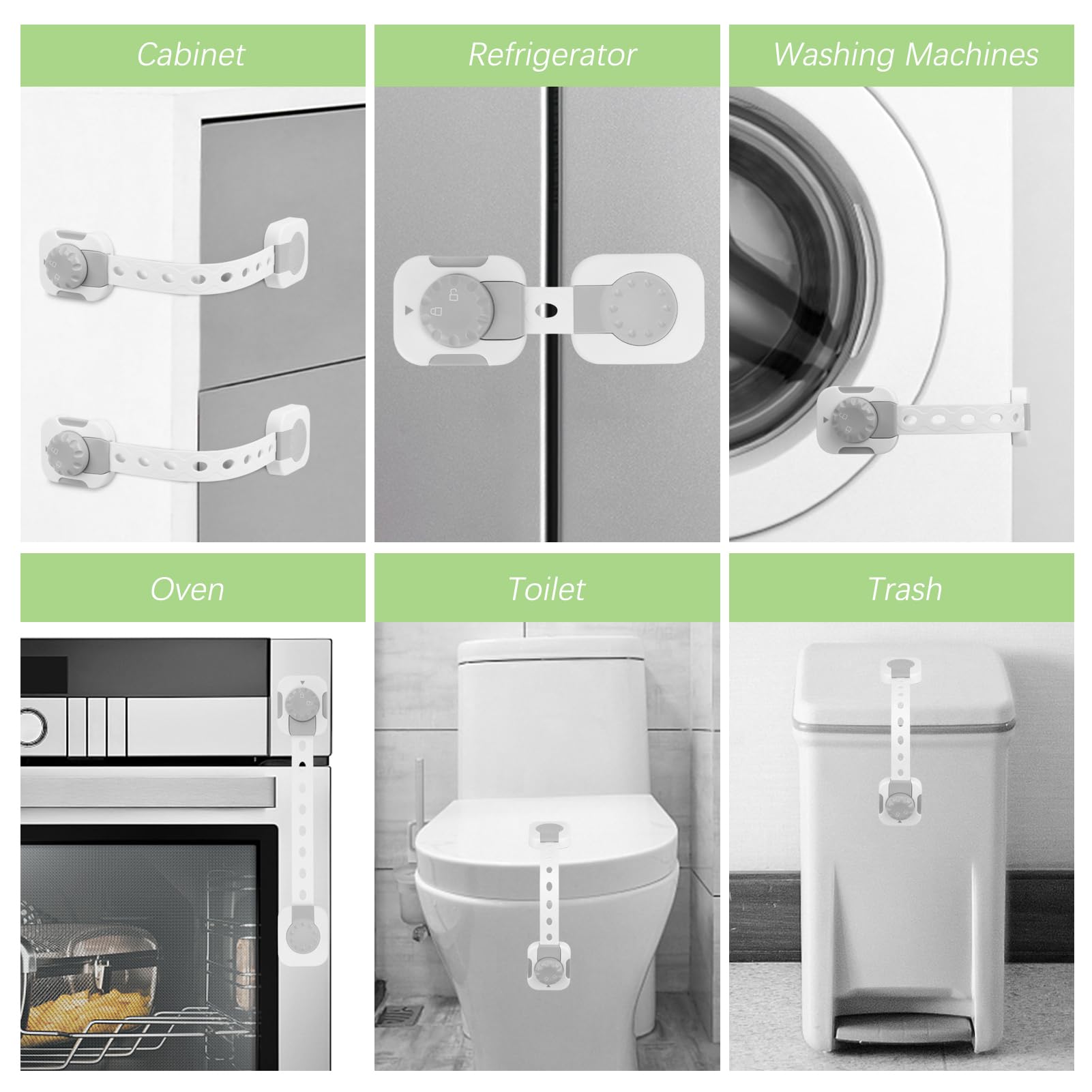 Songaa gray cabinet safety latches suitable for kitchen and bathroom spaces.