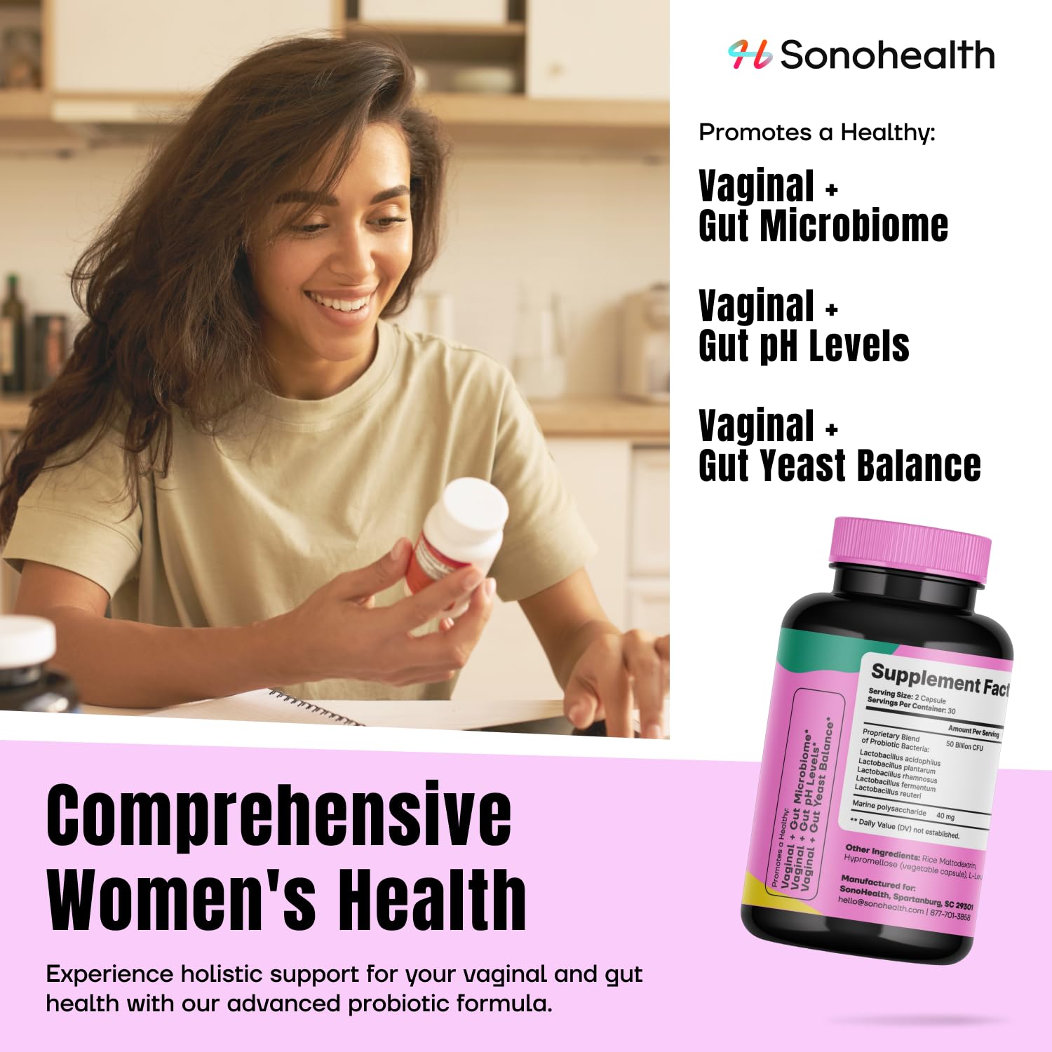 BioBloom capsules with a glass of water suggest easy daily routine.