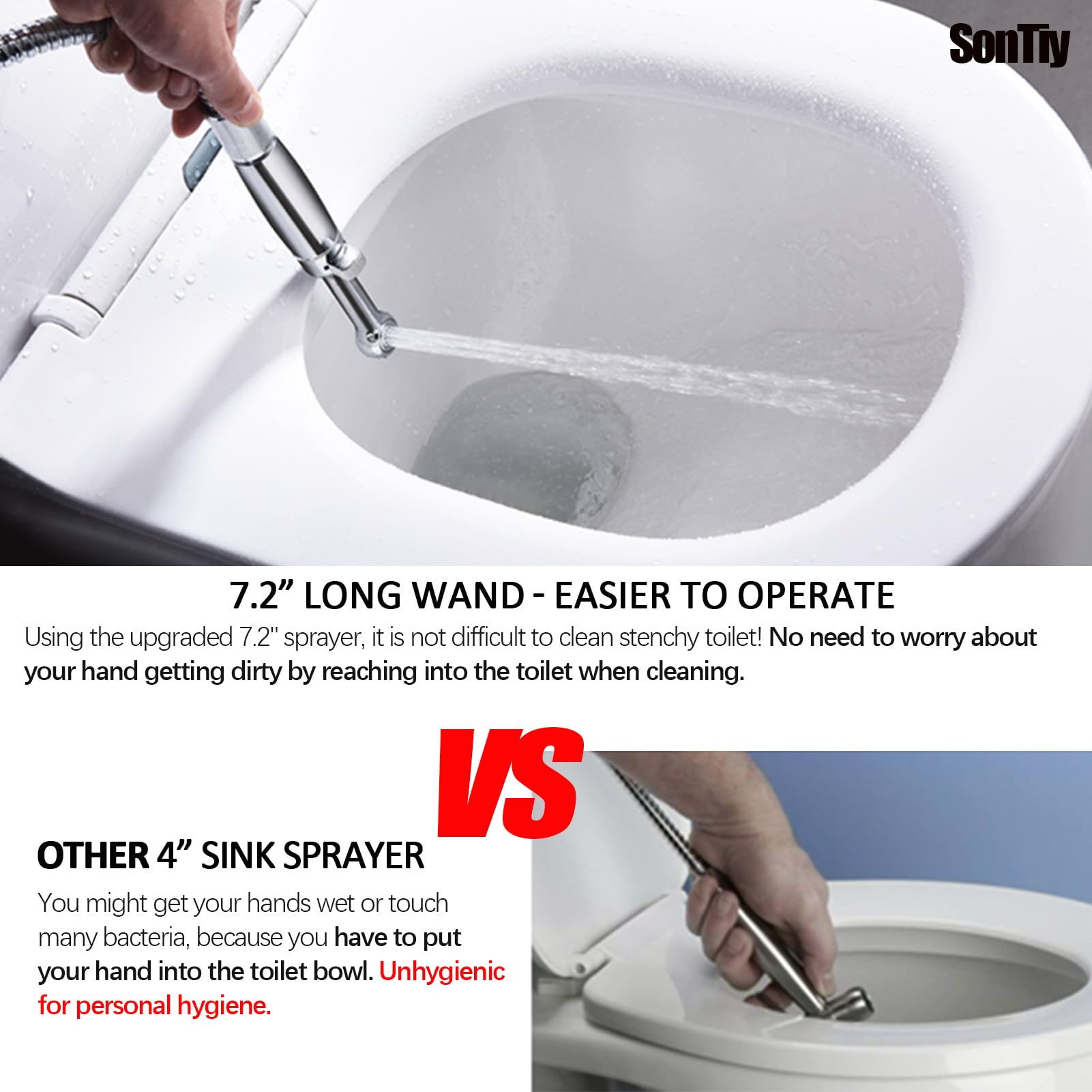 SonTiy bidet sprayer wall-mount option for flexible layout.