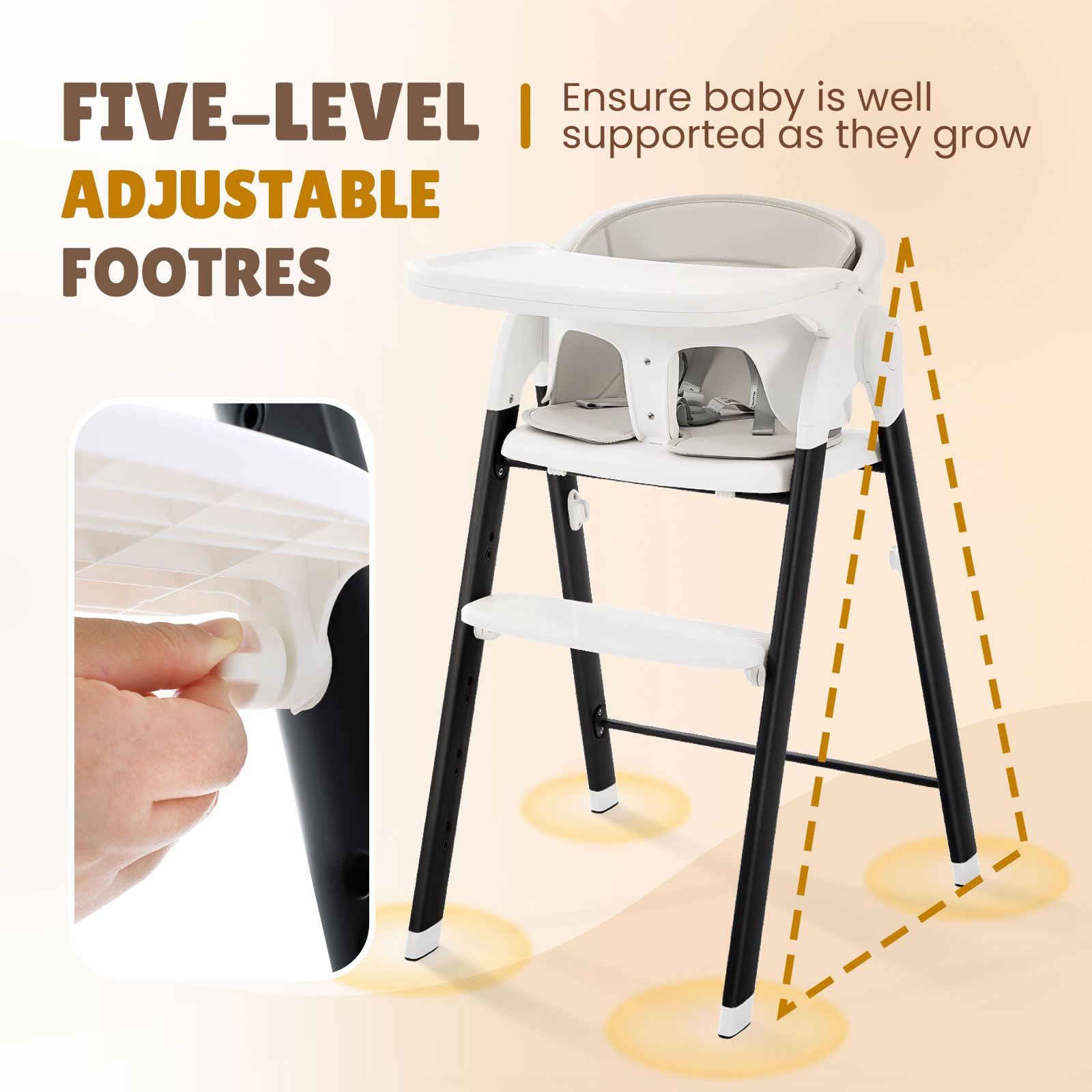 Soobaby fold-go highchair is lightweight for quick transport.