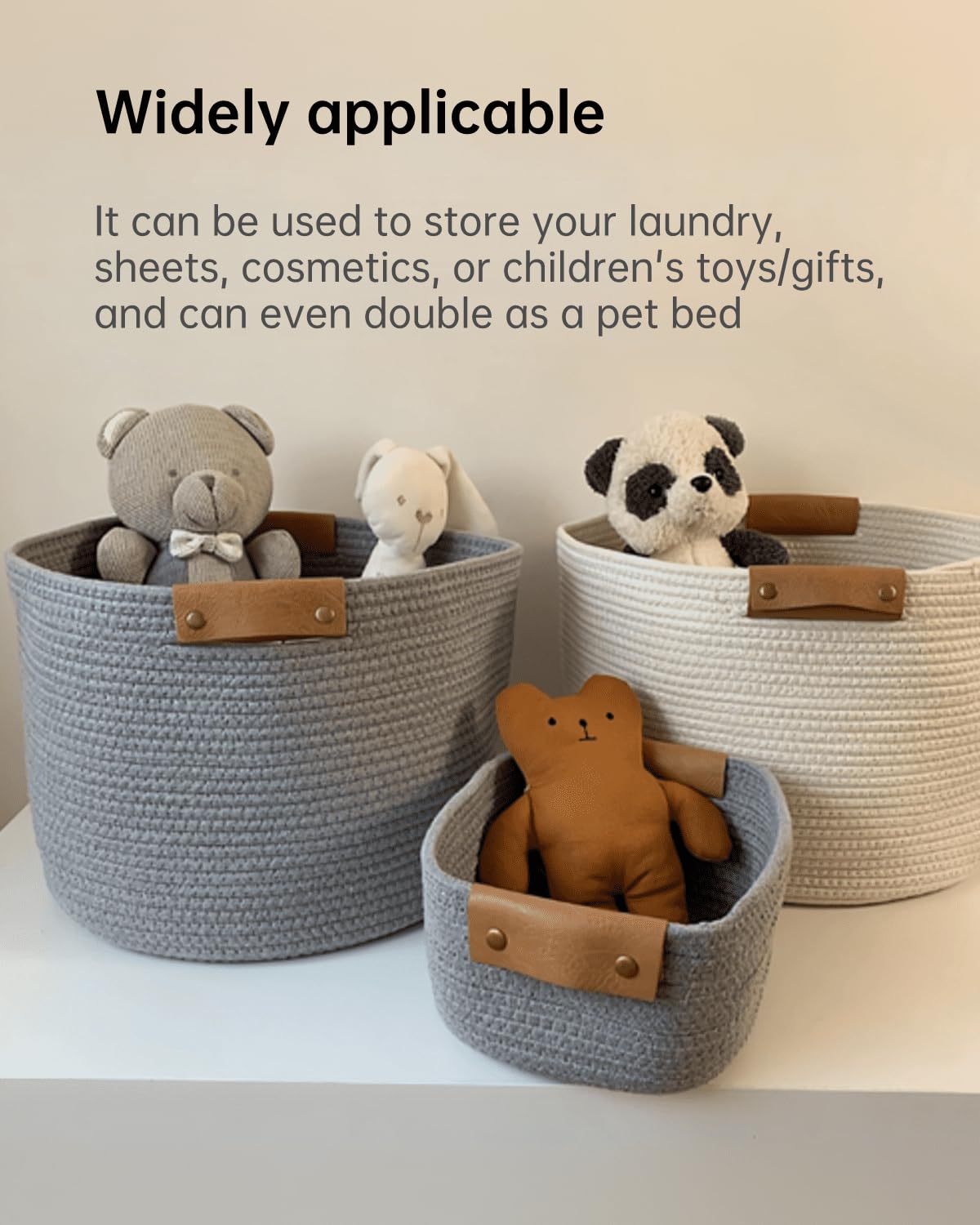 SOORXIEIN cotton woven basket great as laundry organizer and clothing storage.